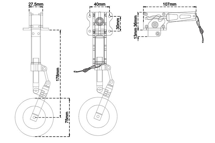 black-horse-electric-retract-gear-bh190-hauptfahrwerk image 6