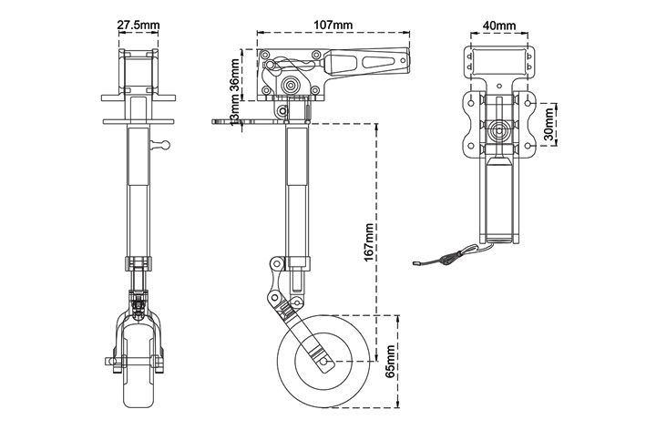black-horse-electric-retract-gear-bh190-fahrwerk-bugfahrwerk image 5