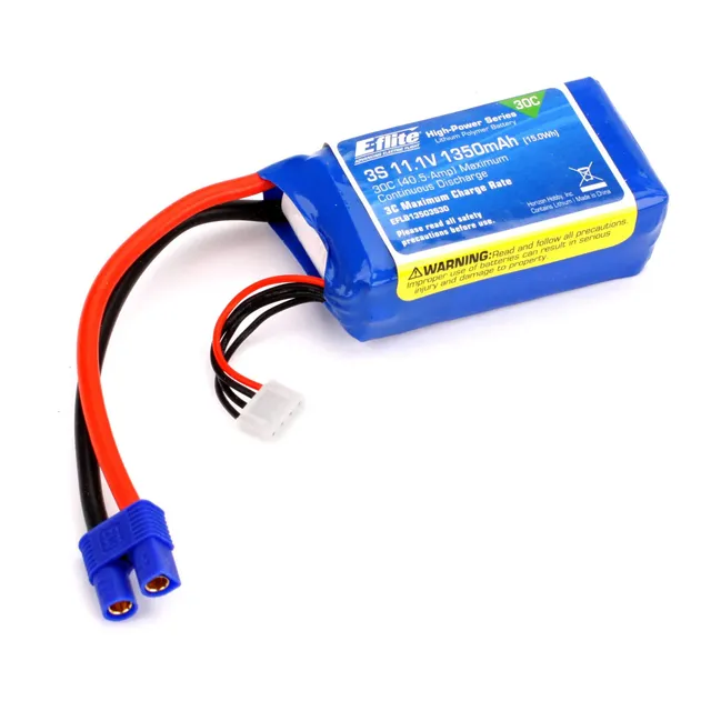 e-flite-3s-1350mah-30c-lipo-akku-11-1v-ec3-stecker image 1