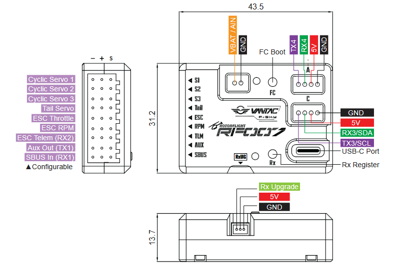 frsky-rf007-vantac-flugcontroller-fbl-f-r-helikopter image 2